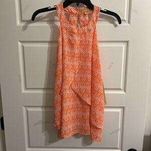 Takara Sleeveless Top Blouse Womens Size Medium Orange Print‎